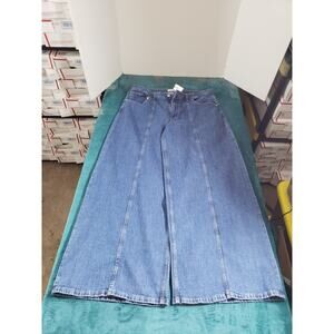 The Drop Jeans Size 33 Womens Blue Pants Frida Mid Rise Ladies Wide Leg NWT